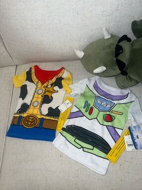 Disney Woody and Buzz Lightyear Costume T-Shirts - Yellow, Red, Green, White